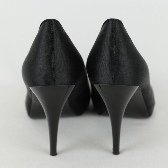 White House Black Market Jordin Women's Size 8 Black Textile Peep Toe Heels - Picture 4 of 10